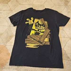 Black Graphic Tee with Yellow Design